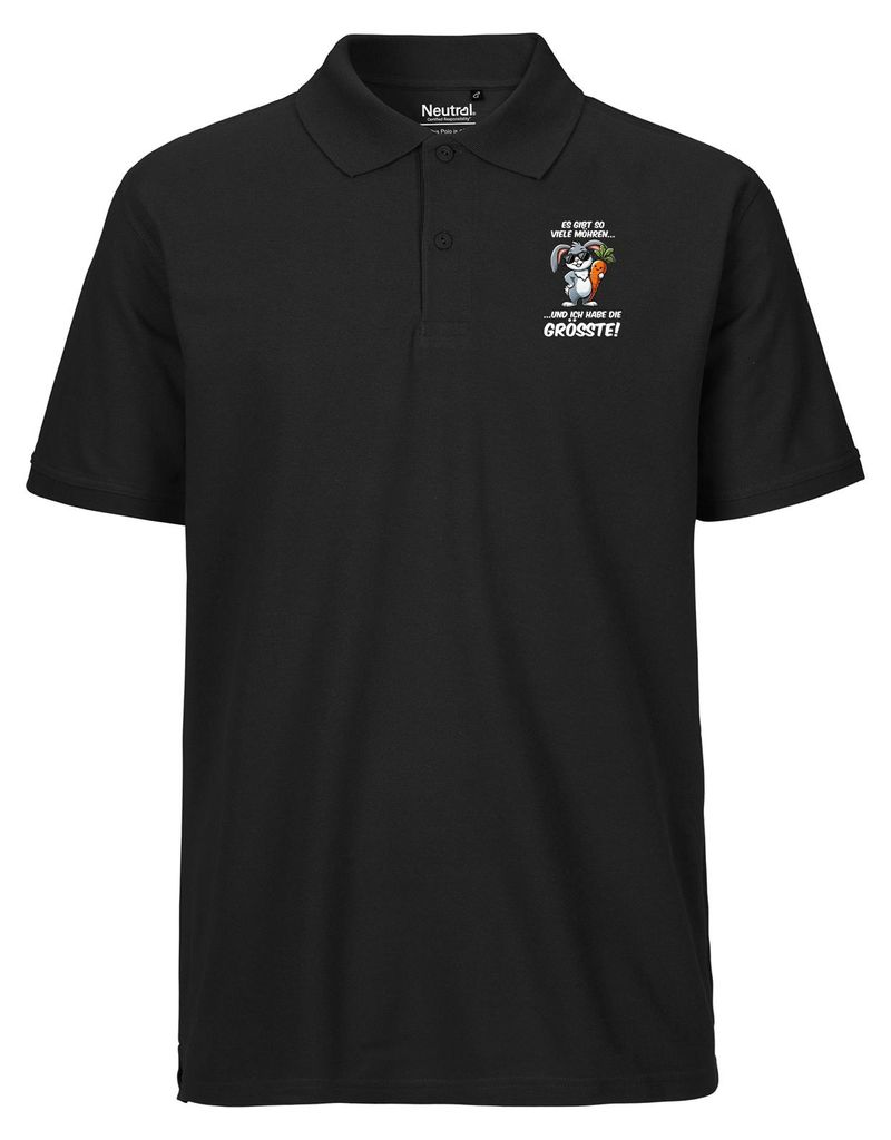 Huuraa Herren Polo Shirt viele Möhren.. Ich habe die grösste cooler Hase S Black Bio Baumwolle Fairtrade Poloshirt Geschenkidee