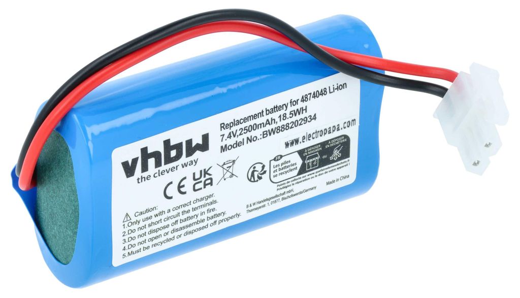 vhbw Akku Ersatz für Severin Chill 4874048 für Home Cleaner Heimroboter (2500 mAh, 7,4 V, Li-Ion)