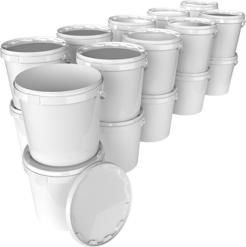 Eimer mit Deckel 20 L | Vorratseimer | Lebensmittelecht Weiß | PP | 20 Stück
