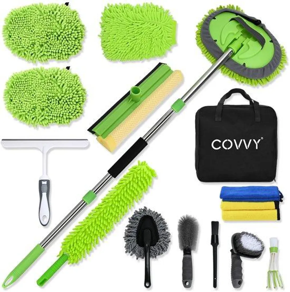 Kit brosse télescopique 157cm et 15 outils de nettoyage pour carrosserie