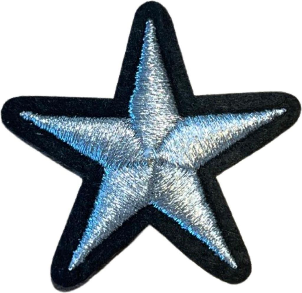 Stern-Sternchen-Emblem-Aufnäher zum Aufbügeln, Schwarz und Silber