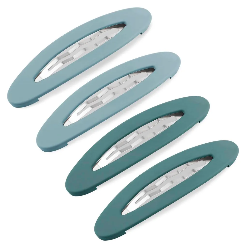 Barrettes Bleues pour Coiffure Rapide - Lot de 4 Pinces Cheveux 9 cm Mates
