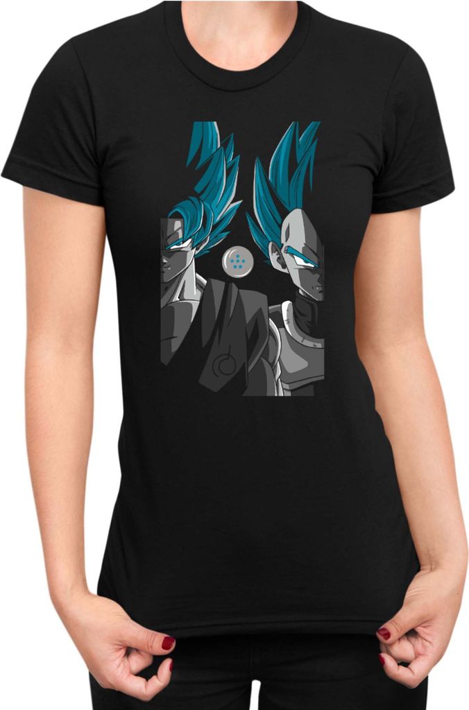 Damen T-Shirt Dragon Anime Manga Ball Z Goku 0027, Lady XL / Schwarz