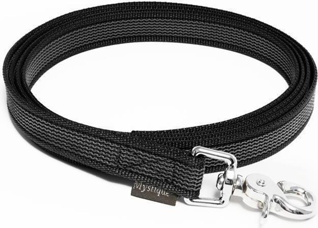 Mystique Gummierte Leine 20mm ohne Handschlaufe Scherenkarabinerhaken schwarz 50cm