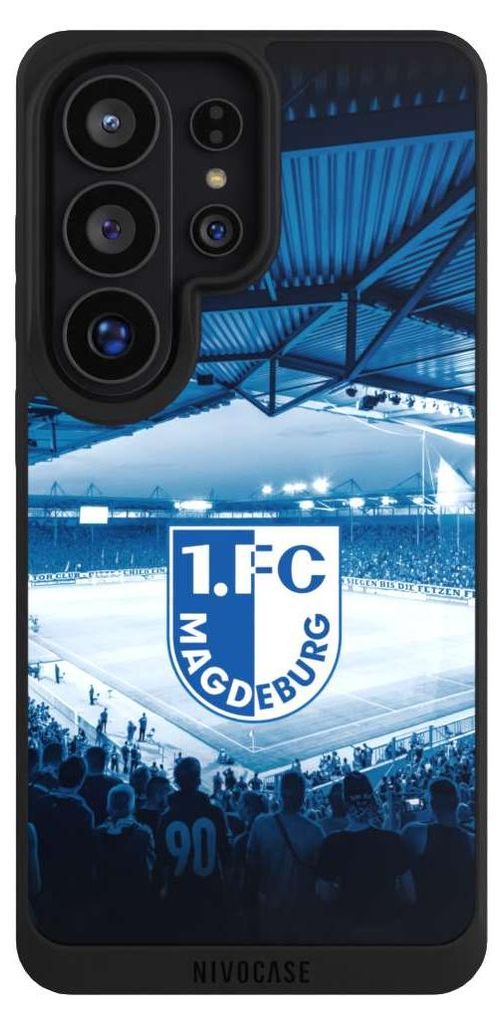 NIVOCASE Handyhülle für Samsung Galaxy S26 Ultra Hülle NIVOpure Case Schwarz Stadion 1. FC Magdeburg 1. FCM