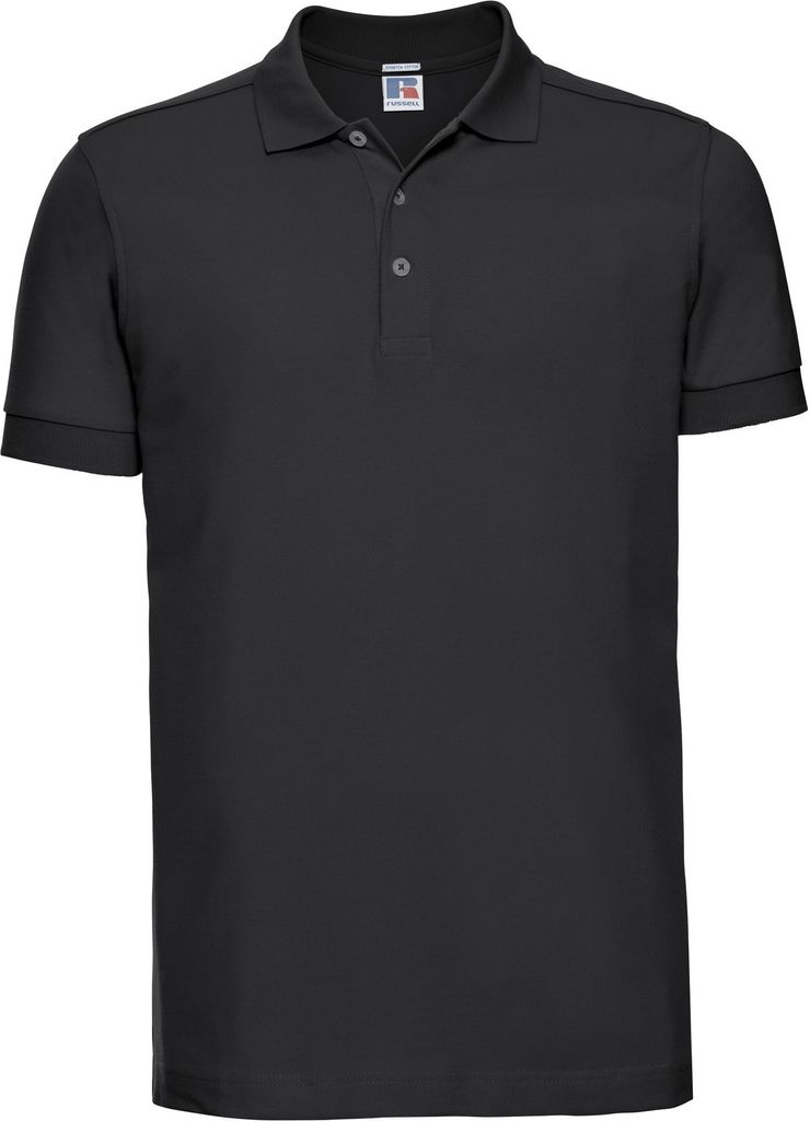 Russell Herren Stretch Polo-Shirt, Kurzarm BC3257 (L) (Schwarz)