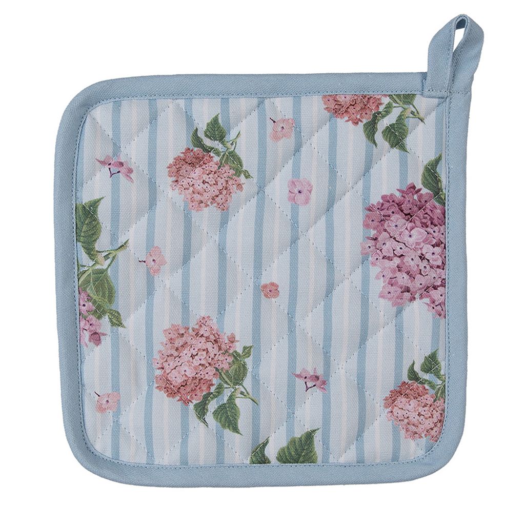 Clayre & Eef Topflappen 20x20 cm Blau Rosa Baumwolle Produktbild 