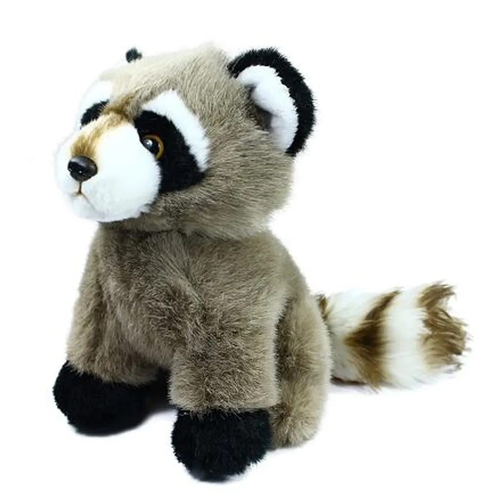 Petite peluche raton laveur 18 cm douce avec queue annelée grise - 12