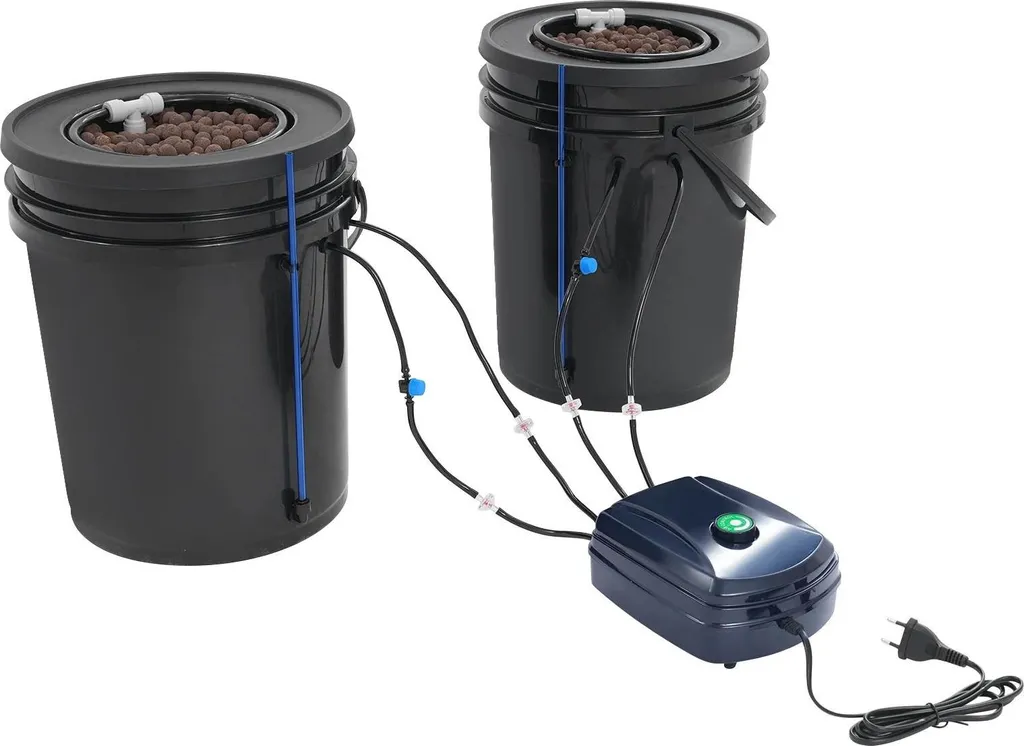 Système Hydroponique Actif DWC - Lot de 2 Seaux 5 Gallons avec Pompe