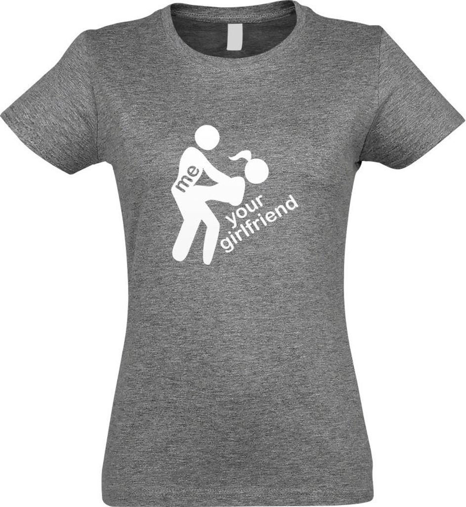 Kiwistar - T-Shirt tailliert - Damen - Graumeliert - Me - Your Girlfriend - mit Motiv Bedruckt - Funshirt Design - Sport - Freizeit - Damen - M