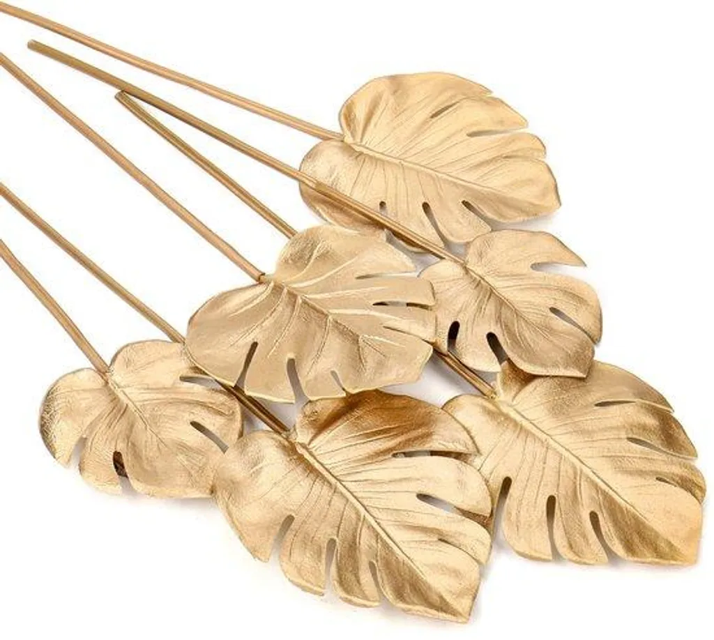 Feuilles Monstera dores dcoratives x6 en plastique souple et durable