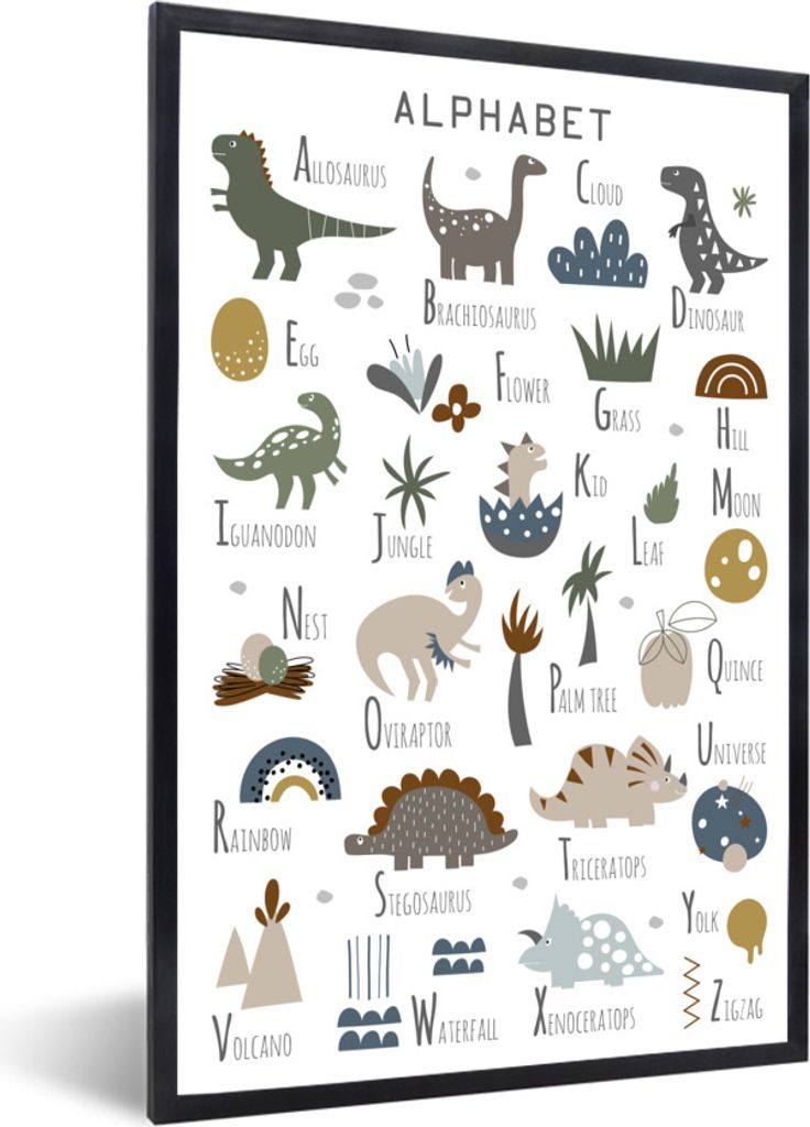 MuchoWow® Gerahmtes Poster Dinosaurier - Kinderzimmer - Produktbild 