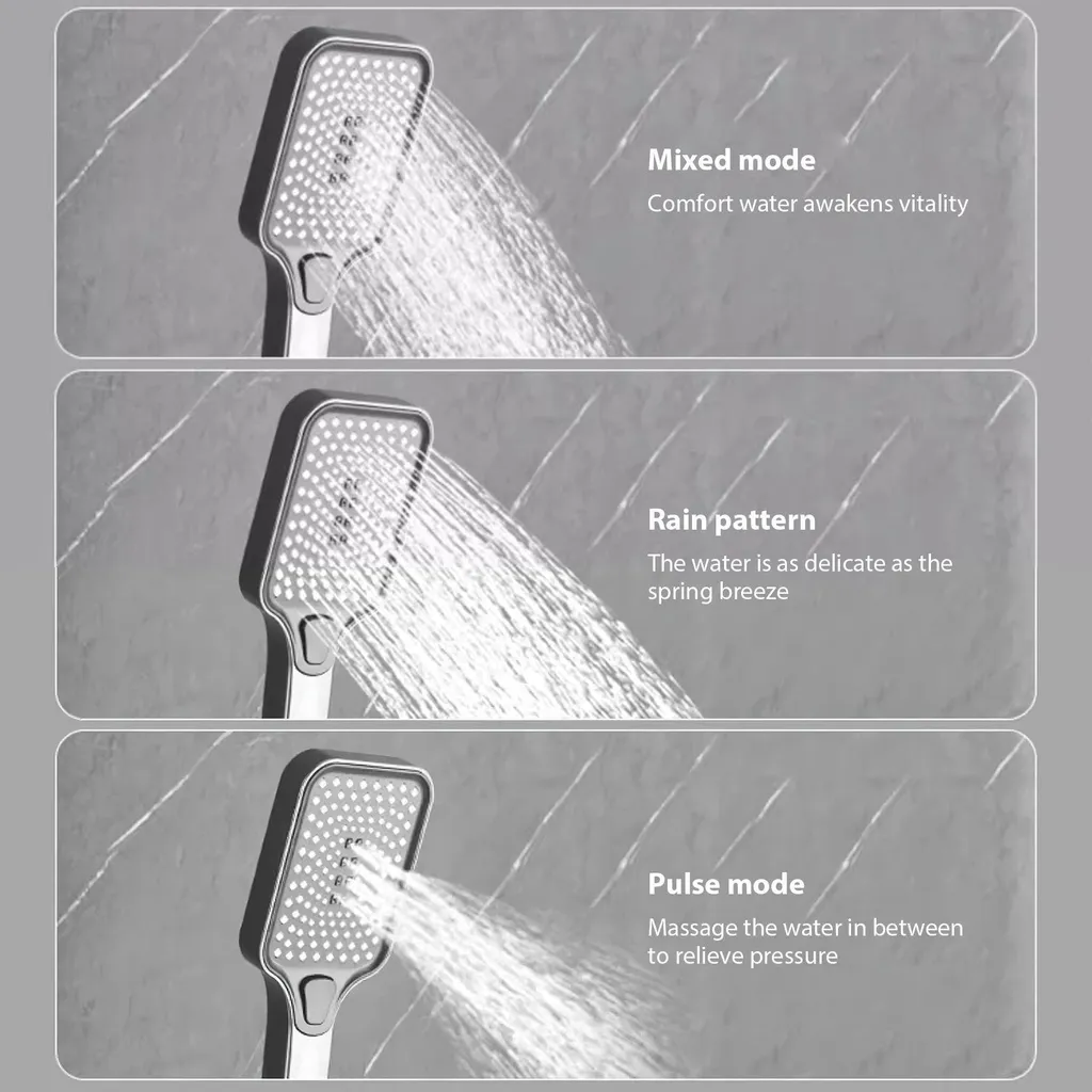 Douchette haute pression à LED indicateur de température couleur gris