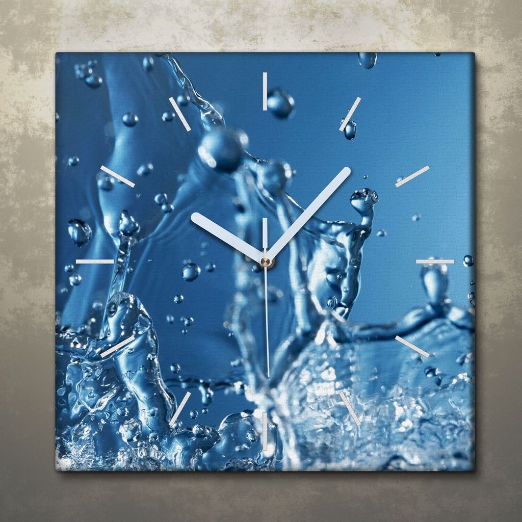 Wohnzimmer Leinwand Uhr Geräuschlos Küche 30x30 Spritzen, Wasser, Abstrakt, weiße Zeiger