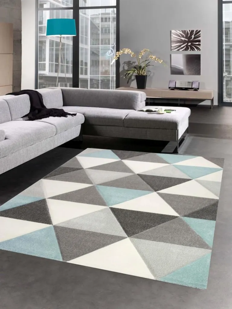 Tapis rectangulaire à motifs triangles pour salon moderne 80x150 cm
