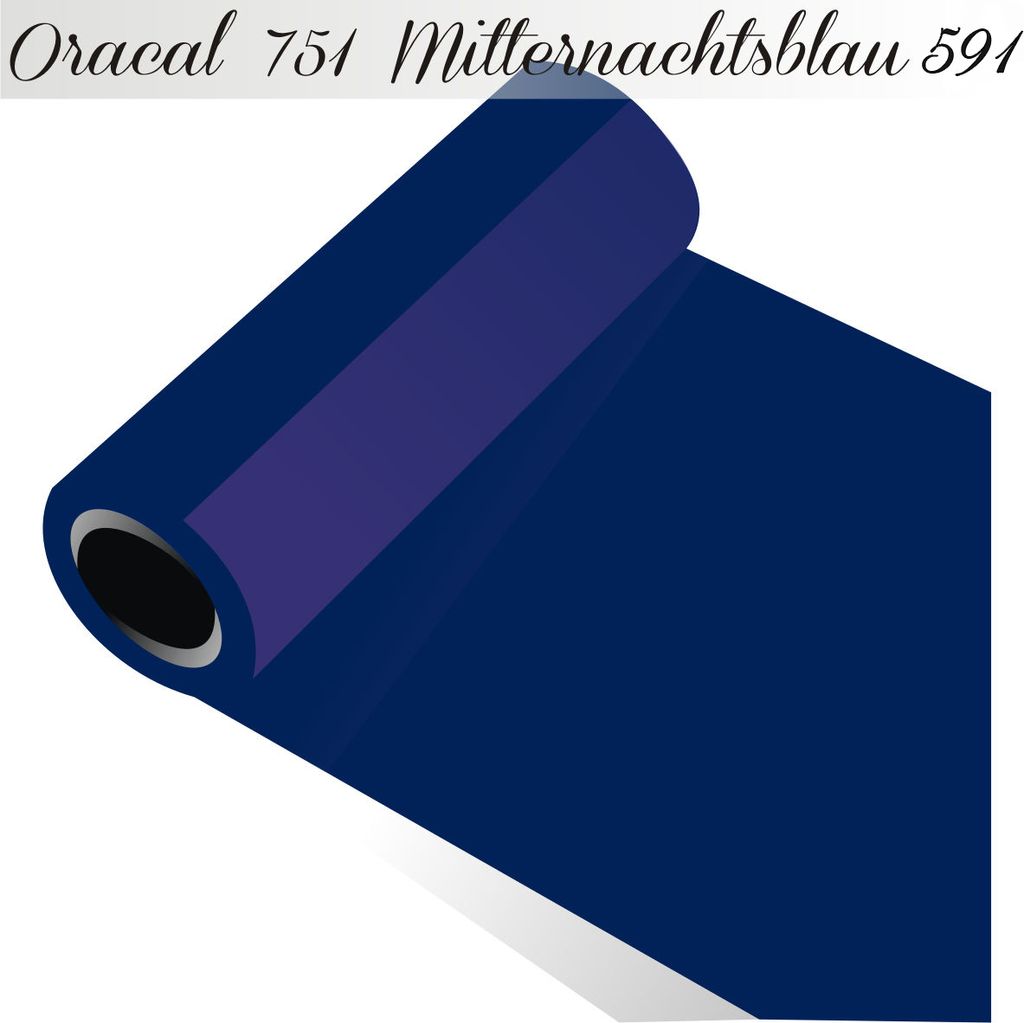 Oracal 751 - Orafol Folie 5m (Laufmeter) freie Farbwahl 118 glänzende Farben - glanz in 4 Größen, 50 cm Folienhöhe mitternachtsblau - 591