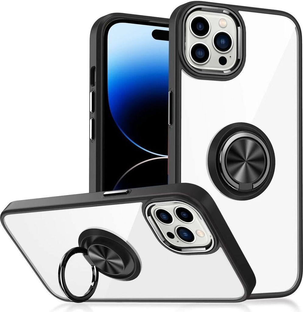 König Design Hülle kompatibel mit Apple iPhone 15 Pro Kunststoff Soft Handyhülle - Handy Case Schwarz