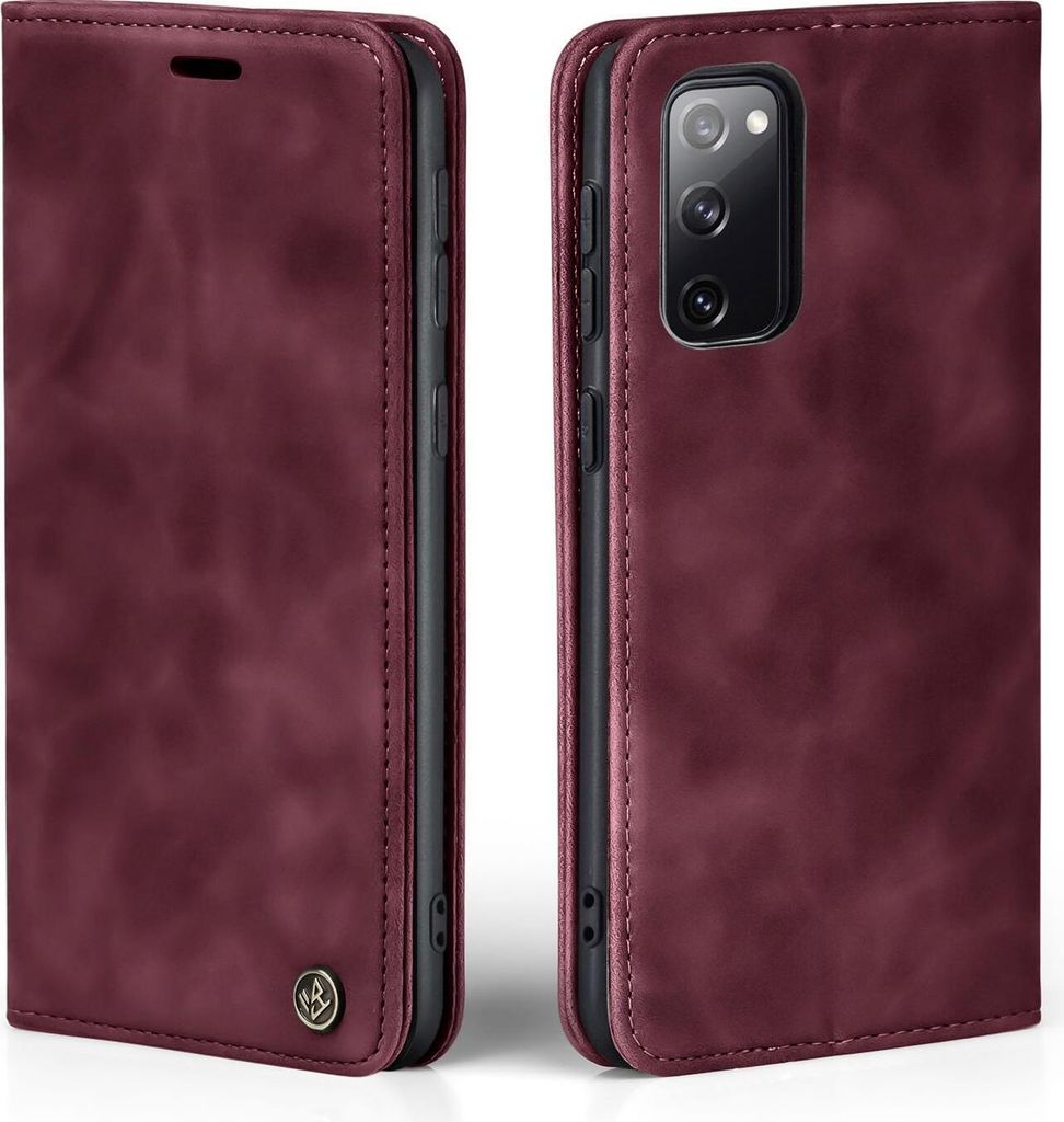 Handy Hülle für Samsung Galaxy S20 FE Klapphülle Bookcase Flip Cover Handy Tasche Etui Farbe: Weinrot