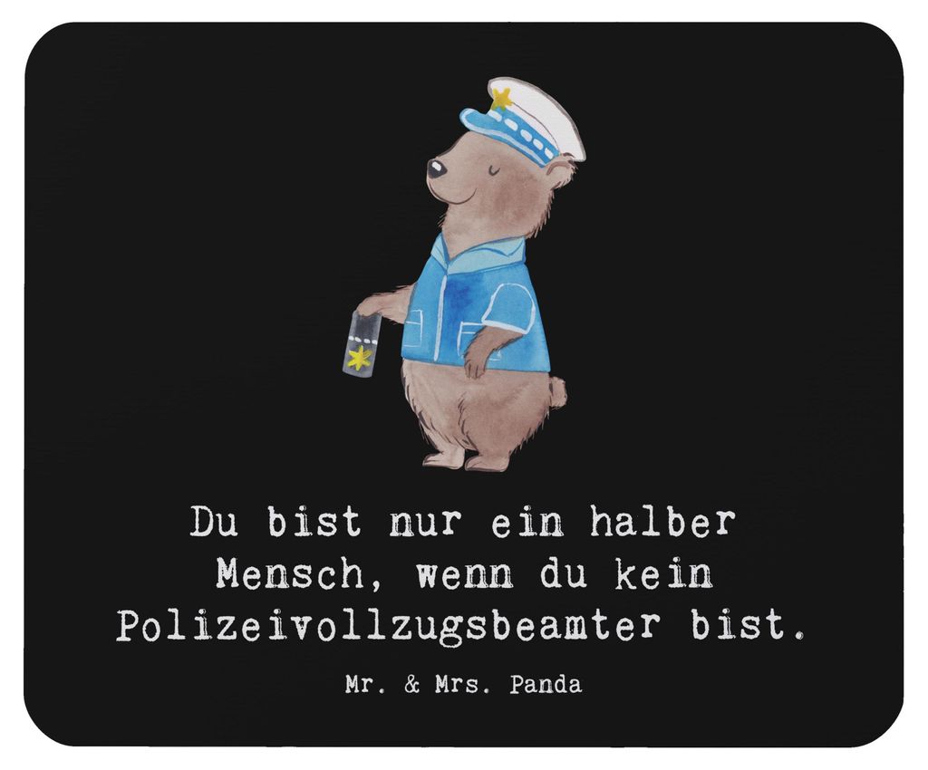 Mr. & Mrs. Panda Mauspad Polizeivollzugsbeamter Herz - Schwarz - Geschenk, pc, Mouse Pad, laptop mousepad, Polizei, computer, Polizist