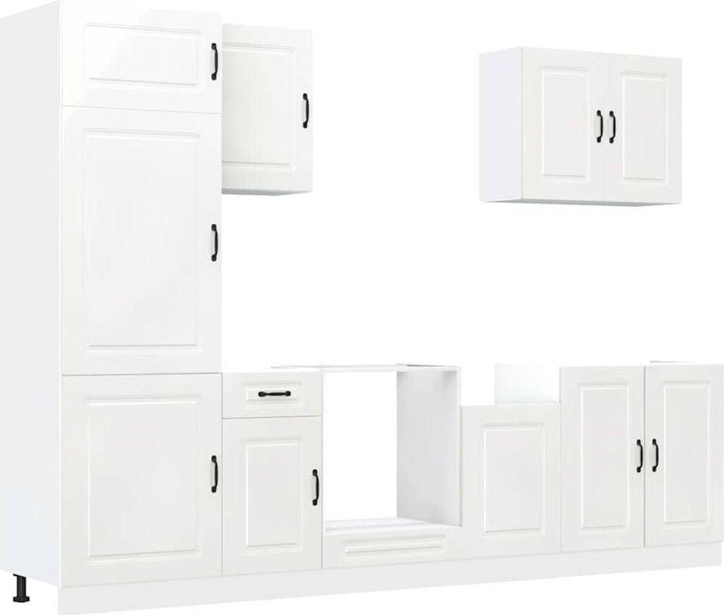 vidaXL 7-tlg. Küchenschrank-Set Kalmar Hochglanz-Weiß Holzwerkstoff