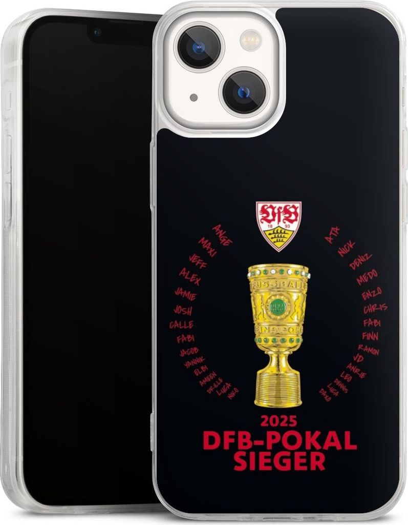 DeinDesign Slim Hülle für Apple iPhone 13 Mini Silikon Case Ultra Dünn Handyhülle Offizielles Lizenzprodukt Pokal VfB Stuttgart