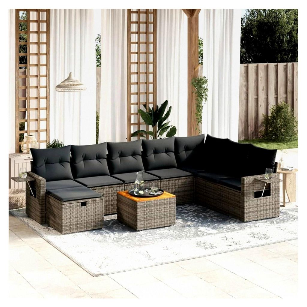 Garten Loungemöbel mit Stauraum XXL Lounge Set Rattan Sofa Outdoor Polyrattan Gartensofa Terrasse Terrassenmöbel Ecklounge Couch Sitzgarnitur