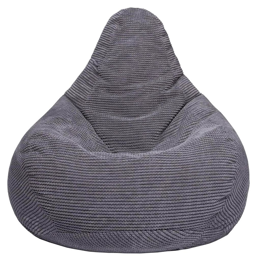 Sitzsack Cord – Gaming Sitzsack mit Füllung, komfortabler Bean Bag für Erwachsene mit hohem Rücken, ergonomisches Design (Holzkohle)