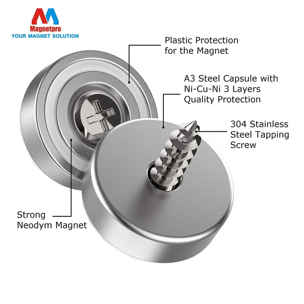 Aimants en Pot avec Vis pour Fixation Murale Lot de 12 Magnetpro
