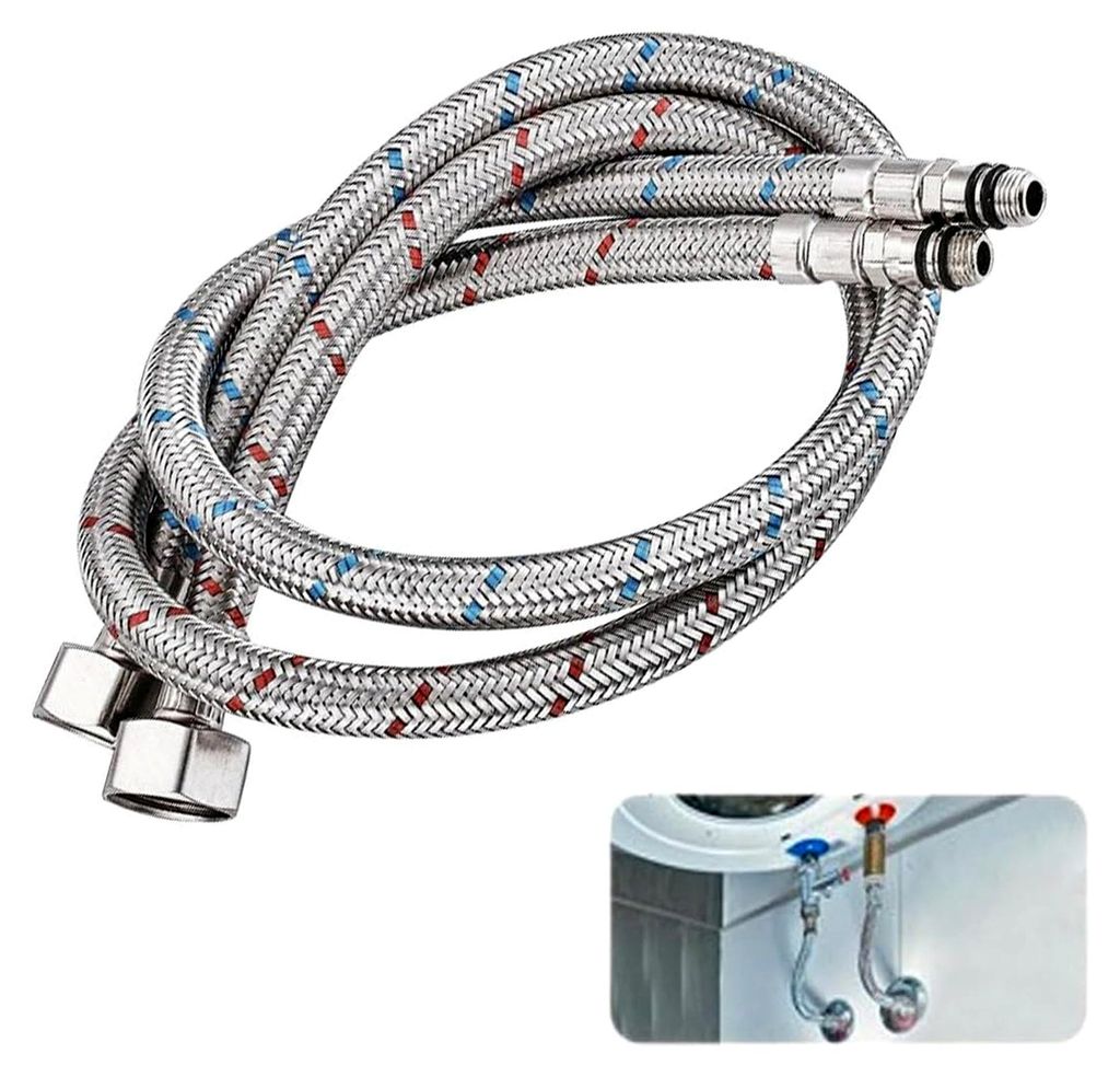 Flexibler Mischer, 2er-Pack 80 cm Verlängerung für Küchenspülen, Edelstahl Anschlussschläuche für Wasserhähne, Duschbrausen und Waschbecken