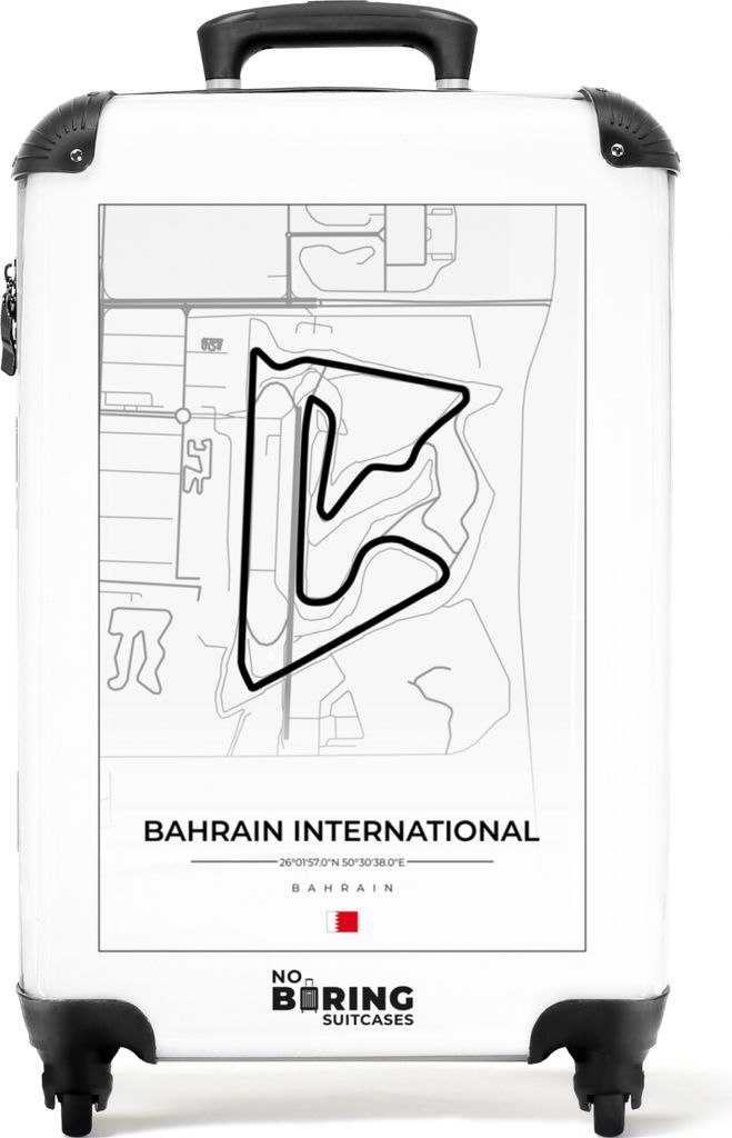NoBoringSuitcases.com Koffer Handgepäck Trolley Rollkoffer Kleine Reisekoffer mit 4 Rollen - F1 - Rennen - Bahrain International - Sport - Weiß...