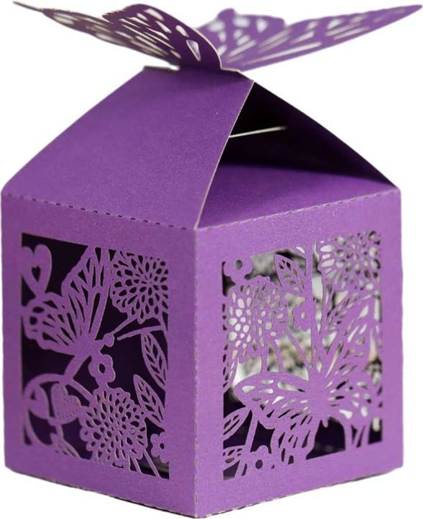 50pcs Hochzeit Süßigkeiten Boxen, 3D Schmetterling Design Luxus Lase Cut Party Hochzeit Gunst Süßigkeiten Schokolade Geschenk Box Tischdekorati...