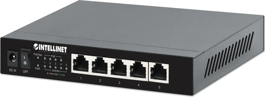 Switch Ethernet 2,5G PoE+ 5 Ports INTELLINET pour Réseau Performant