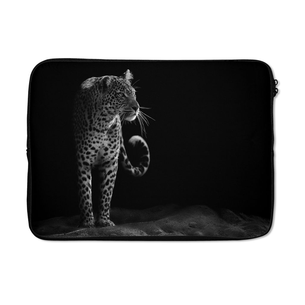 MuchoWow Laptop Hülle 13 Zoll Wildtiere - Leopard - Natur - Schwarz - Weiß Laptoptasche - Laptophülle - Sleeve - Rundumschutz