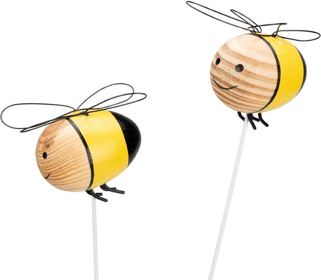 Holz-Biene ca. 7x6x37cm, Handarbeit | Holz-Biene am Stab | Blumenstecker Biene | Pflanzenstecker Biene für den Garten | Gartendeko | Gartenstecker...