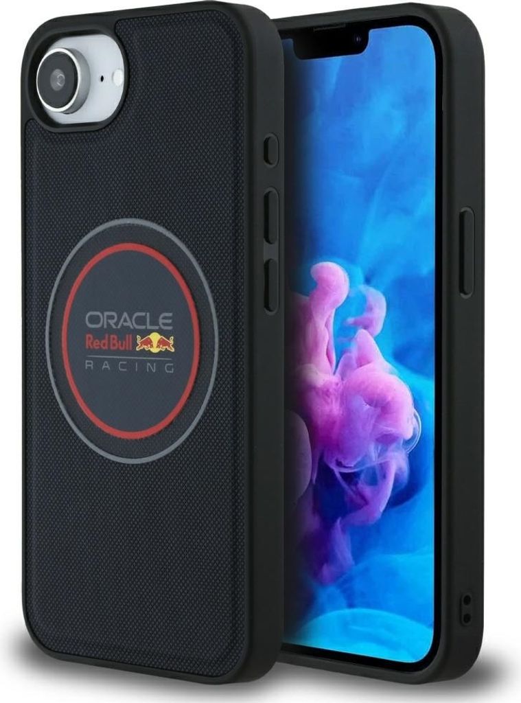 RED BULL case passend für IPHONE 16e (SE 4 2025) kompatibel mit MagSafe RBHMPSE424PUMEVR (Meshed PolyurethanLogo and Red Ring) navy