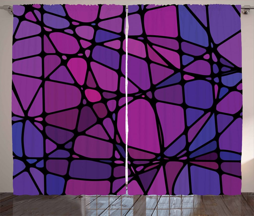 ABAKUHAUS Abstrakt Rustikaler Vorhang, Amorphe Formen Fliese, Wohnzimmer Universalband Gardinen mit Schlaufen und Haken, 280 x 225 cm, Mehrfarbig