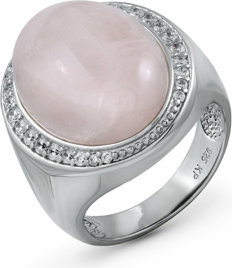 Zeeme Gemstones Ring 925/- Sterling Silber weiß 016 (50,5) Rosenquarz rosa 360271728