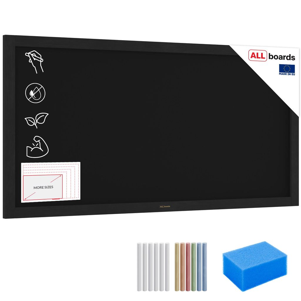 ALLboards Kreidetafel mit schwarzem lackiertem Holzrahmen Produktbild 
