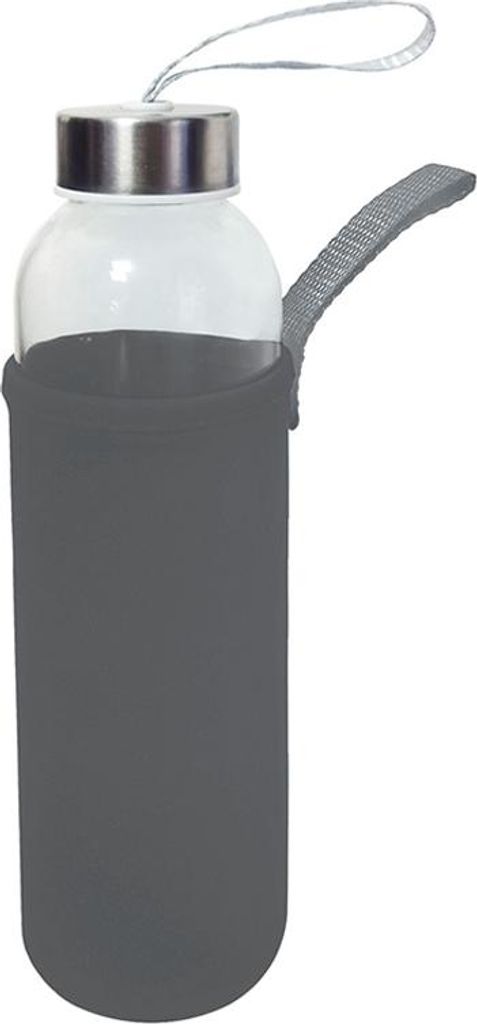 Trinkflasche MICHELINO 500 ml 1 Stück ca. 7 x 22 cm Glas mit Neoprenüberzug Anthrazit