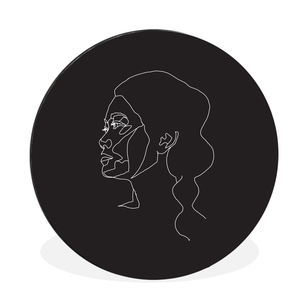 MuchoWow Aluminium Wandkreis Frauen - Profil - Strichzeichnung Ø 60 cm Wanddeko Modern Wohnzimmer - Wand Kreis - Wandbild - Schlafzimmer - Alumi...