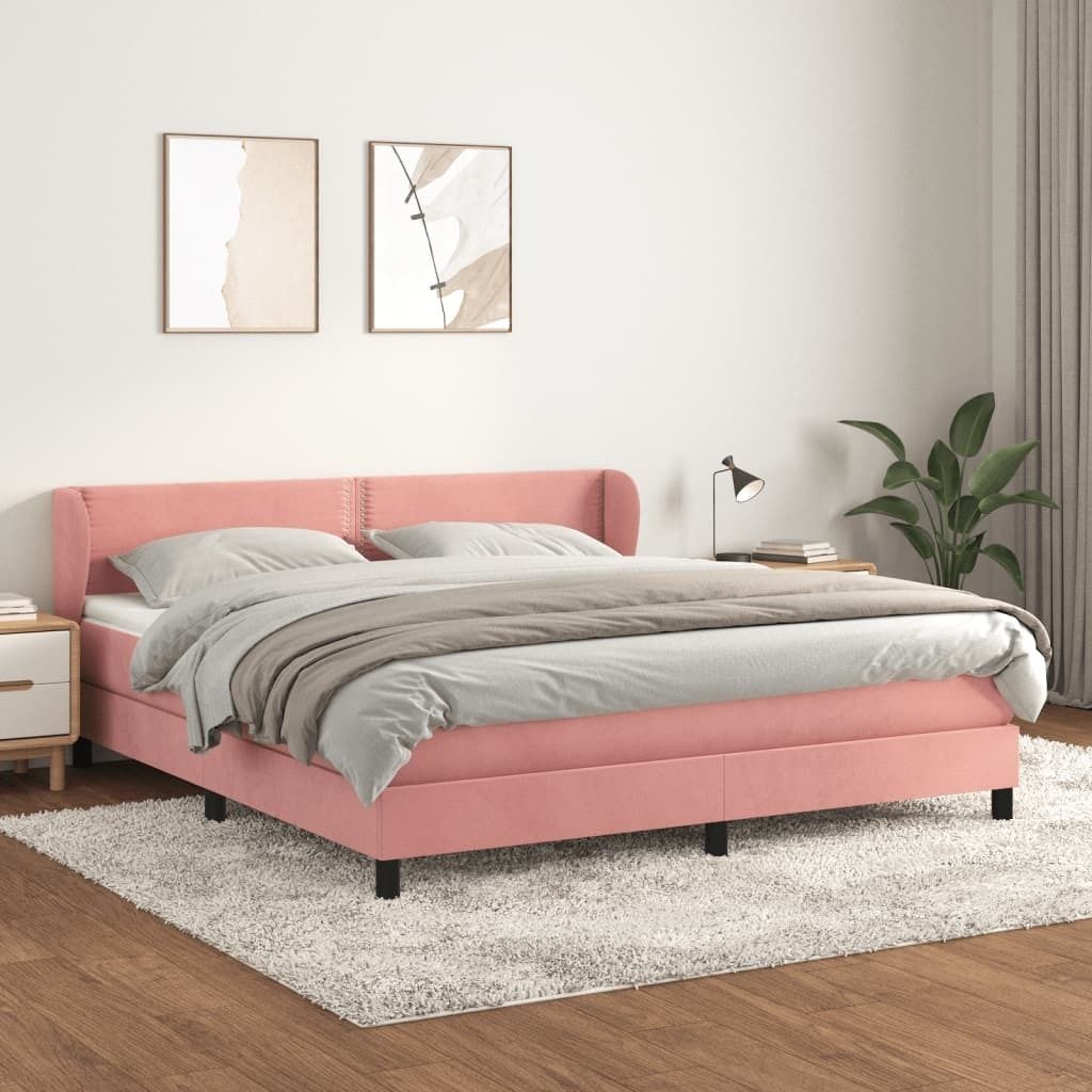 Maison Exclusive - Boxspringbett mit Matratze Rosa 160x200 cm Samt