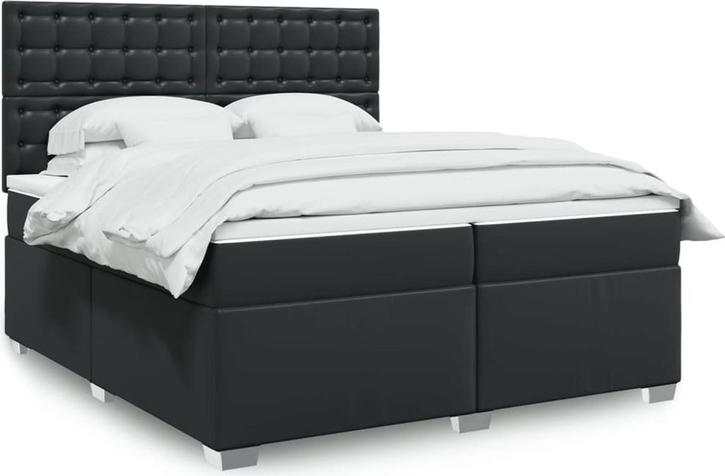 Maison Exclusive - Boxspringbett mit Matratze Schwarz 200x200 cm Kunstleder