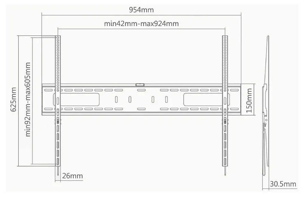 Support mural TV ultra résistant Ewent EW1504 fixe pour écran XXL 100"