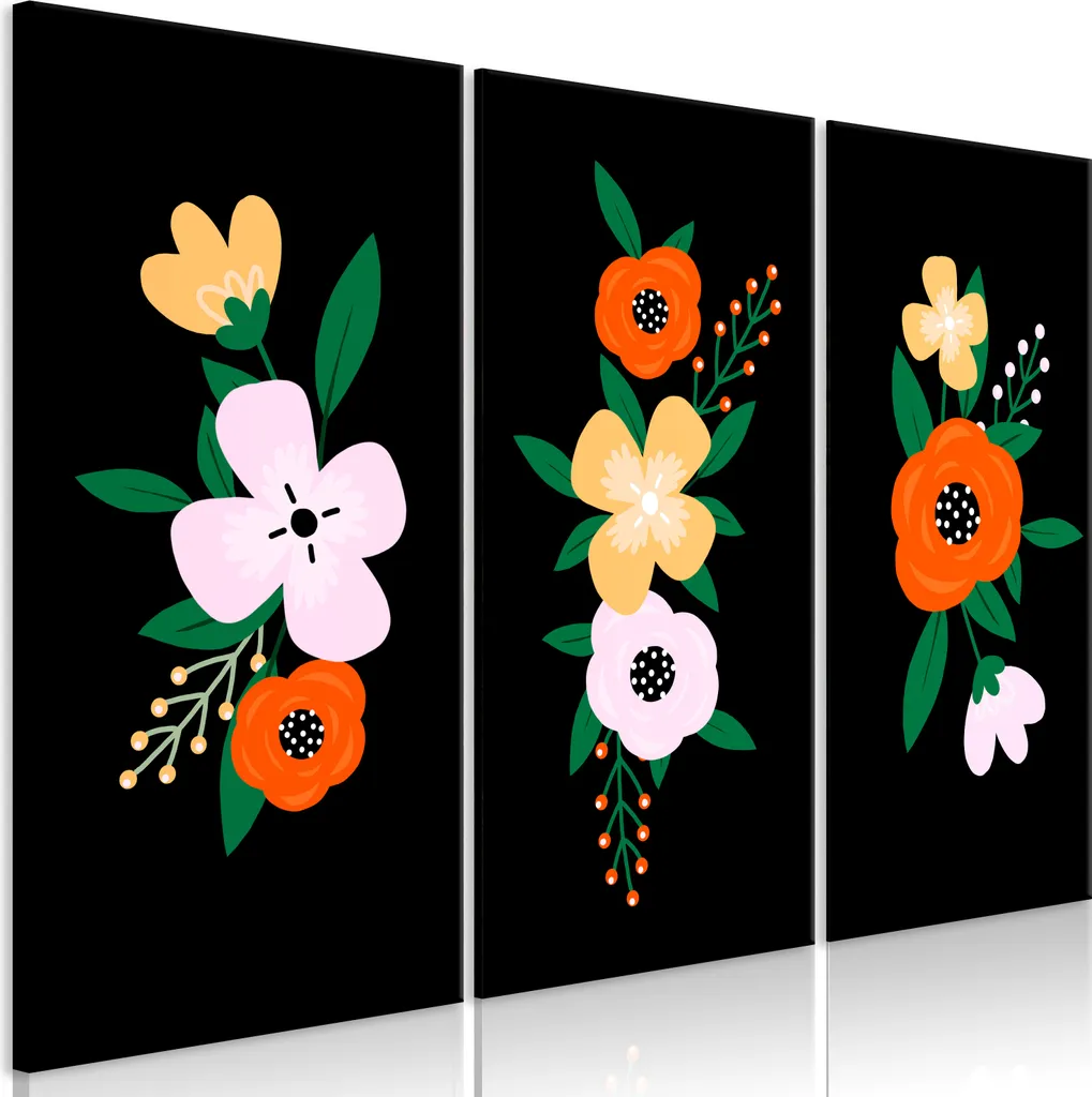 Quadro su tela italiano - Fiore colorato (3 parti) 120x80 cm Fiori b-A-0915-b-e