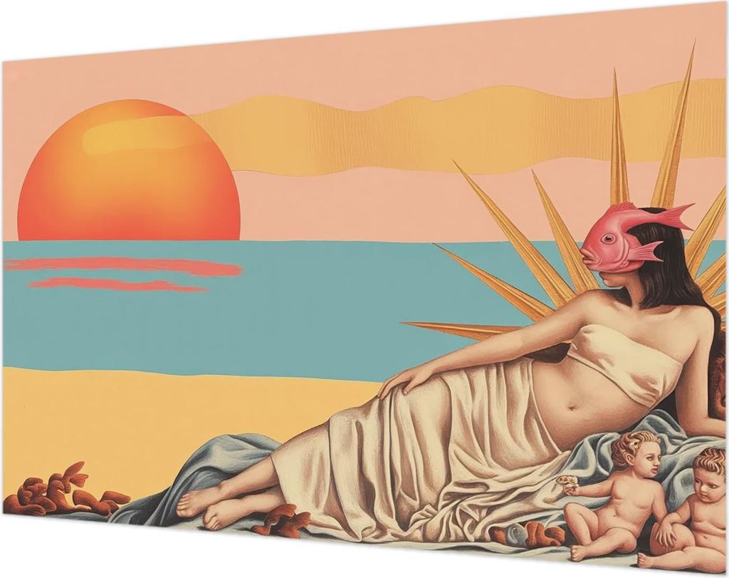 Wandtapete - Dekorative Tapete für Wohnzimmer- Tapetenfolie für Wanddekoration - 104x70 cm - Der Westen des Surrealismus