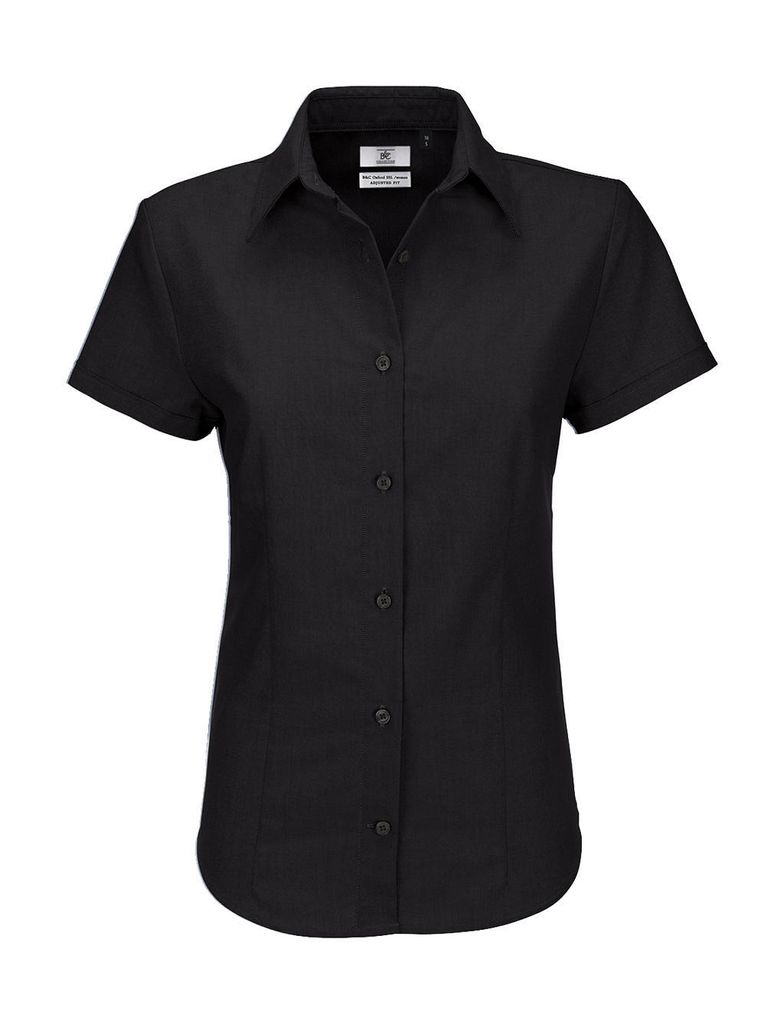 B&C Damen Business Oberteil Bluse T-Shirt Longsleeve Shirt kurzarm, Größe:6XL, Farbe:Schwarz