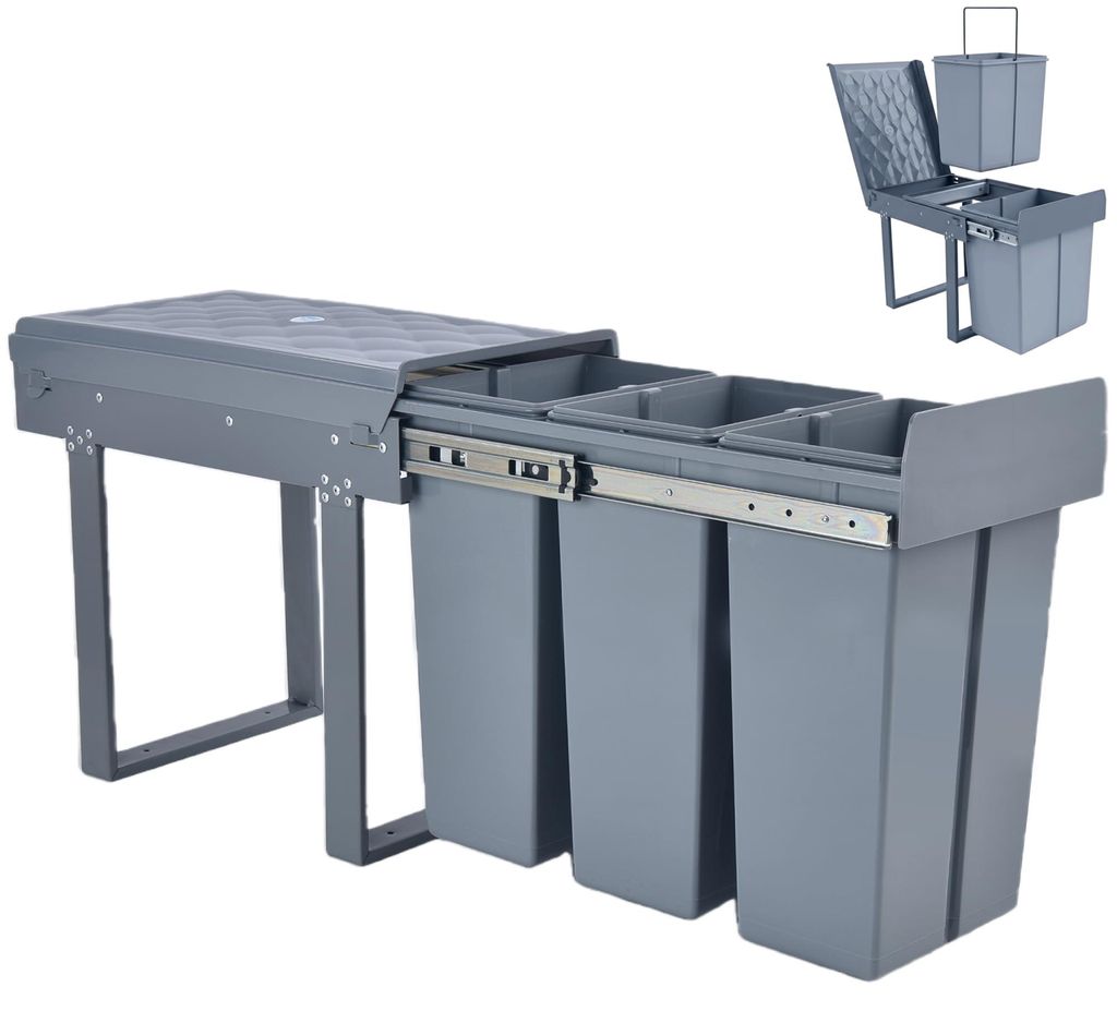 MinteLiv Einbaumülleimer 3x10L Mülltrennsystem Ausziehbar, Produktbild 