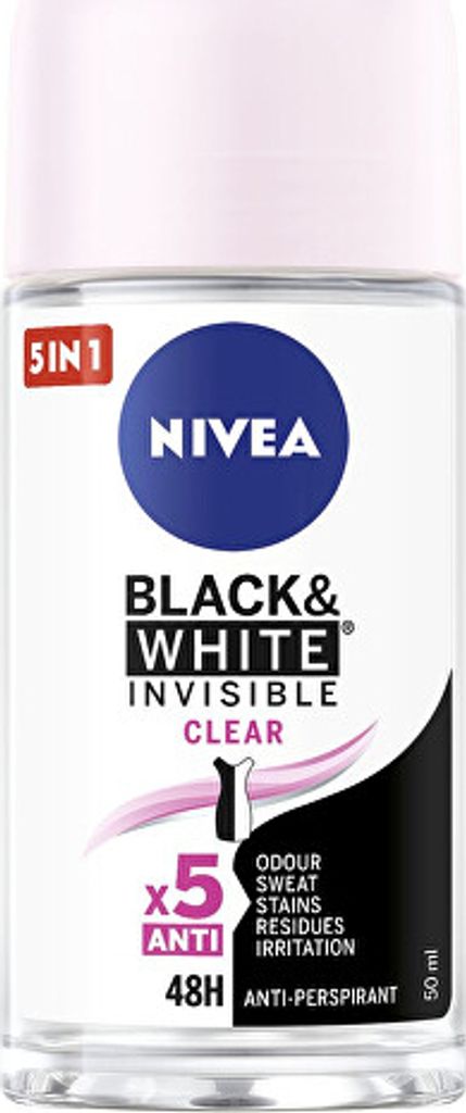 Nivea Invisible Antiperspirant For Black & White Clear, 50 Ml