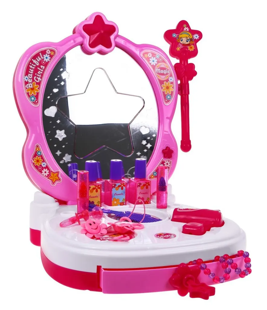 Coiffeuse portable interactive pour enfant avec 15 accessoires roses