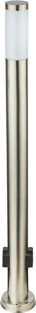 LED Stehleuchte, 2x Steckdosen, Edelstahl H 110 cm